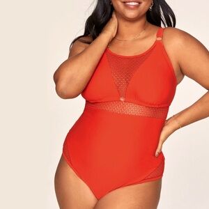 NWT! ADORE ME Coralin Contour Orange One Piece Swimsuit Plus Size 2X